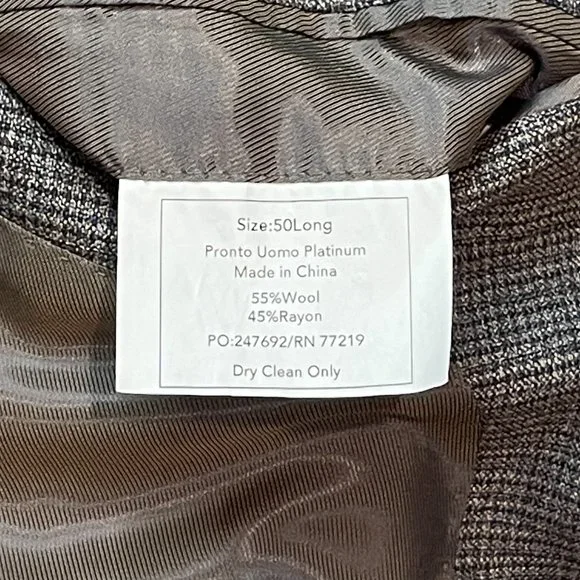 Pronto Uomo Platinum Wool Blend Gray Geometric Dual Vent Blazer Sport Jacket 50L - Picture 11 of 11